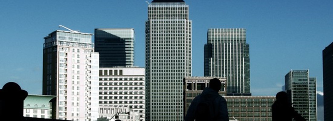 Image of Canary Wharf in London.